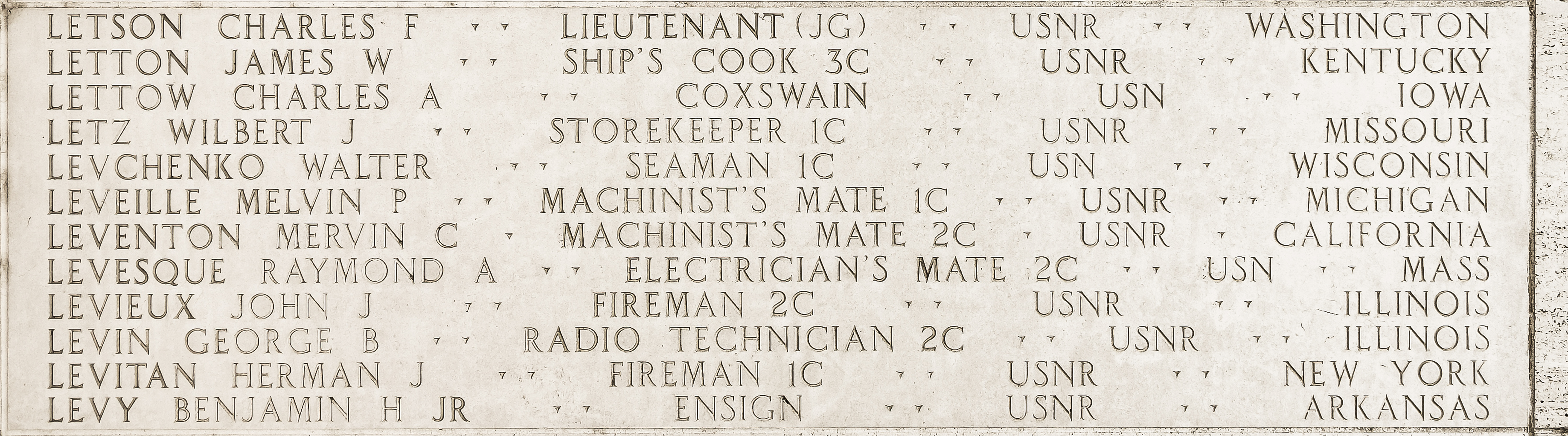 George B. Levin, Radio Technician Second Class